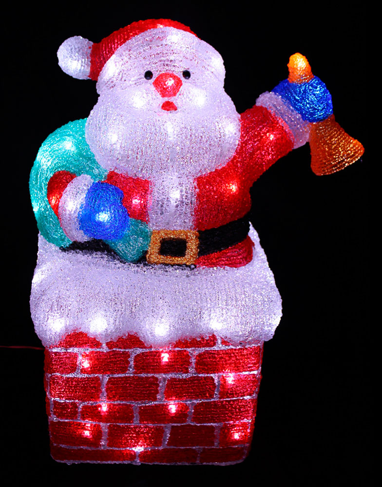 LED Weihnachtsfigur Acryl Weihnachtsmann 48cm Figur beleuchtet Weihnachtsdeko