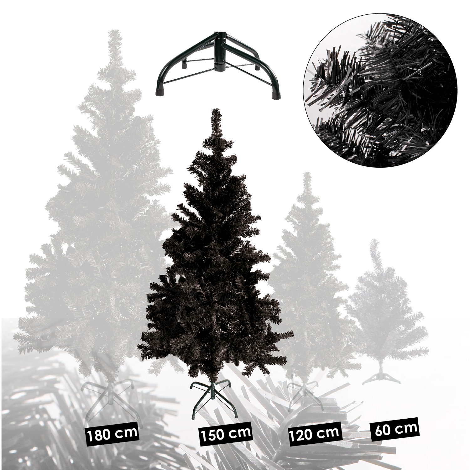 Künstlicher Weihnachtsbaum inkl. Ständer Tannenbaum Christbaum schwarz 150cm
