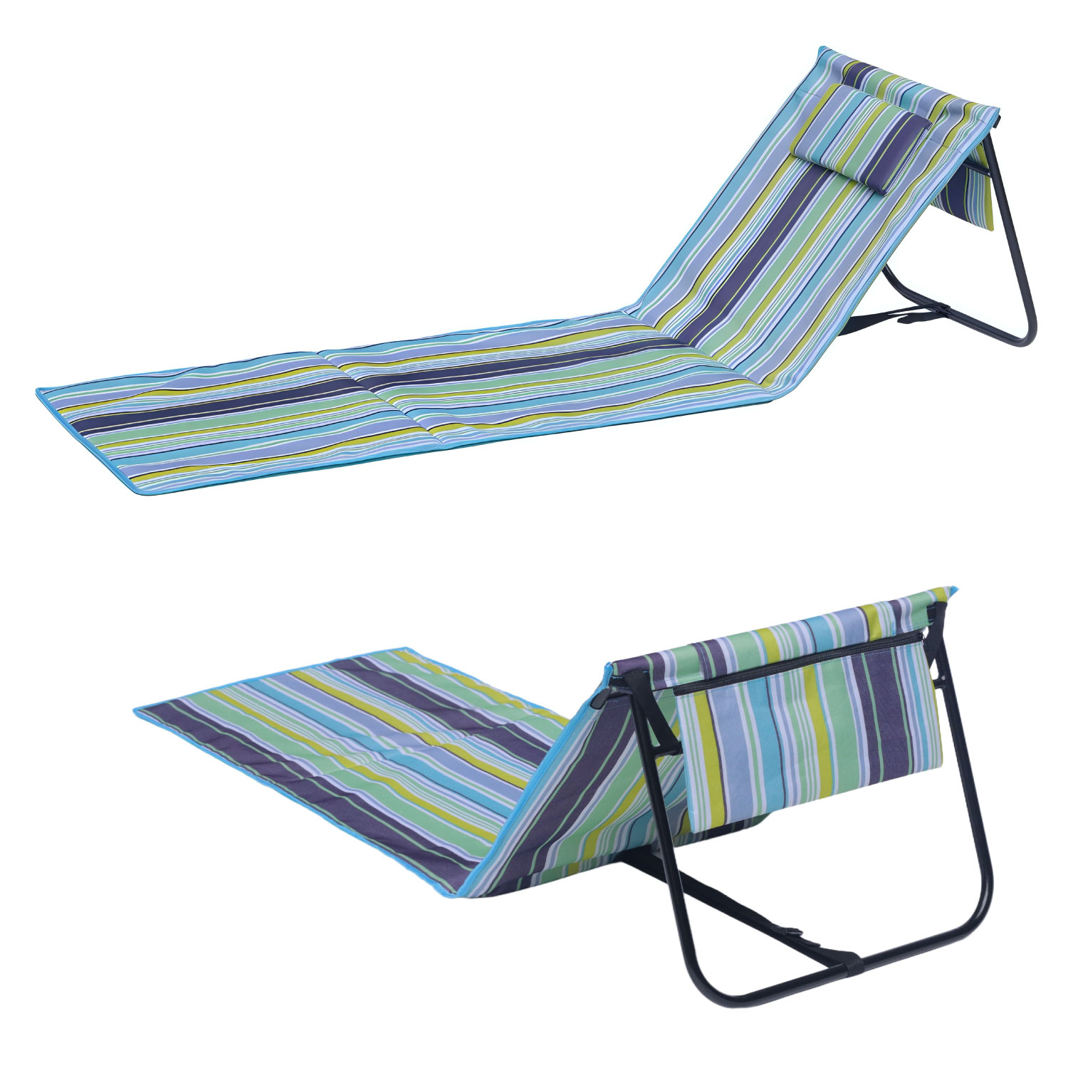 Strandliege Strandmatte Sonnenmatte Badematte Liege faltbar mit Tasche gestreift
