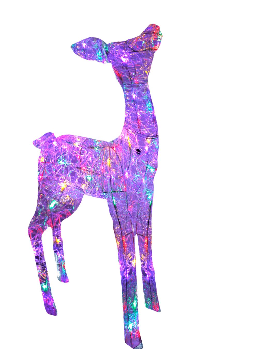 XL LED Acryl Hirschkuh Weihnachtsfigur 104cm beleuchtet Weihnachtsdeko Außen & Innen multicolor