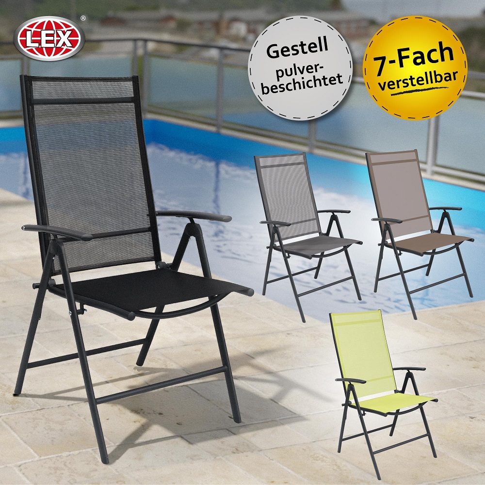 Klappsessel 7 Positionen Camping Gartenstuhl Gartenmöbel Liegesessel verstellbar