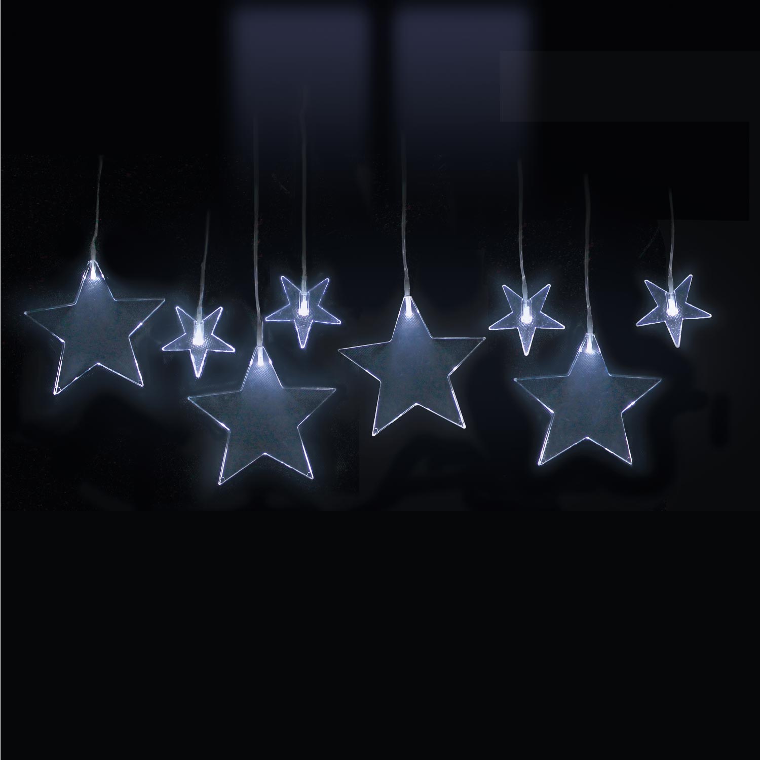 8er LED Vorhang Lichterkette Lichternetz Deko Batterie Sterne kaltweiß Saugnäpfe