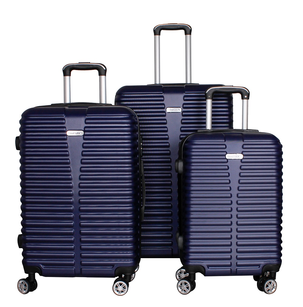 LEX 3tlg. ABS Reisekoffer Set Trolley Reisetasche Reisegepäck 4 Doppelräder Blau