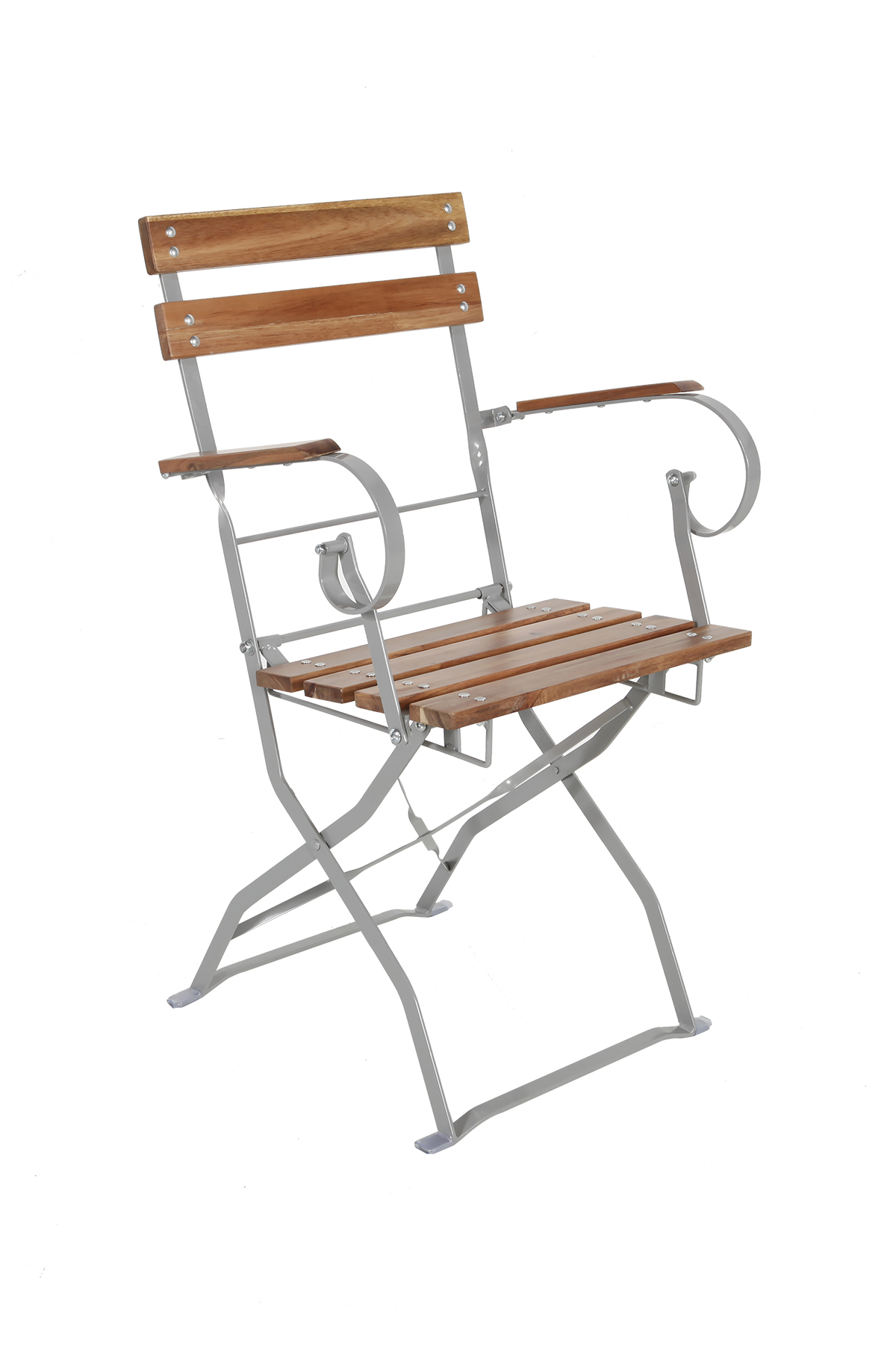 Biergarten Set Sitzgruppe Biergartenmöbel  Stuhl Armlehnen Tisch Ø 80 cm 5tlg.