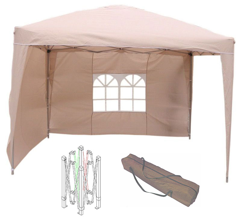 Alu Pavillon Faltpavillon 3x3m Gartenpavillon Gartenzelt Partyzelt Wasserabweisend Beige