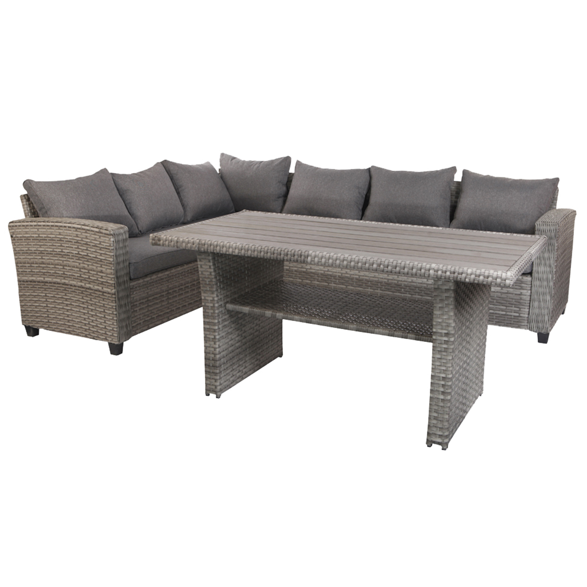 XXL Alu Polyrattan Terrassen Lounge Set Gartenlounge Sitzgruppe Ecklounge 2-tlg.