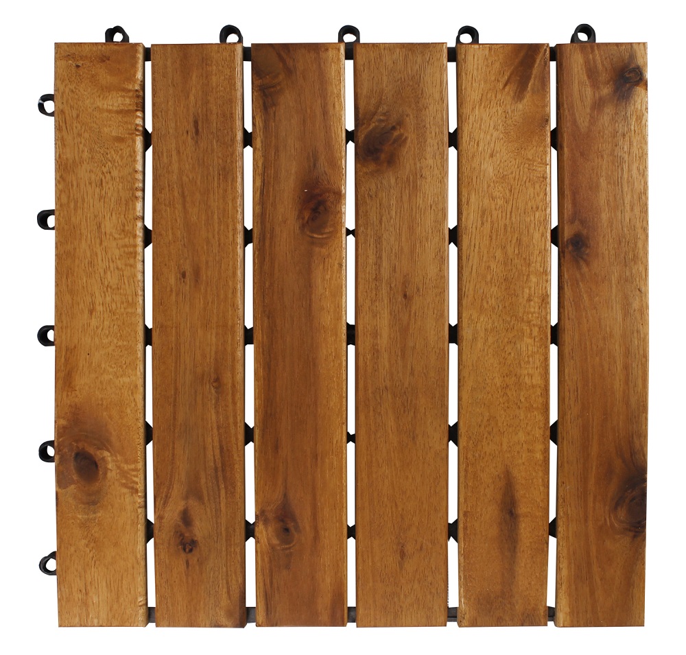 33x Holzfliesen Akazienfliesen 3 m² Terrasse Balkon Klickfliesen Akazie 30x30 cm