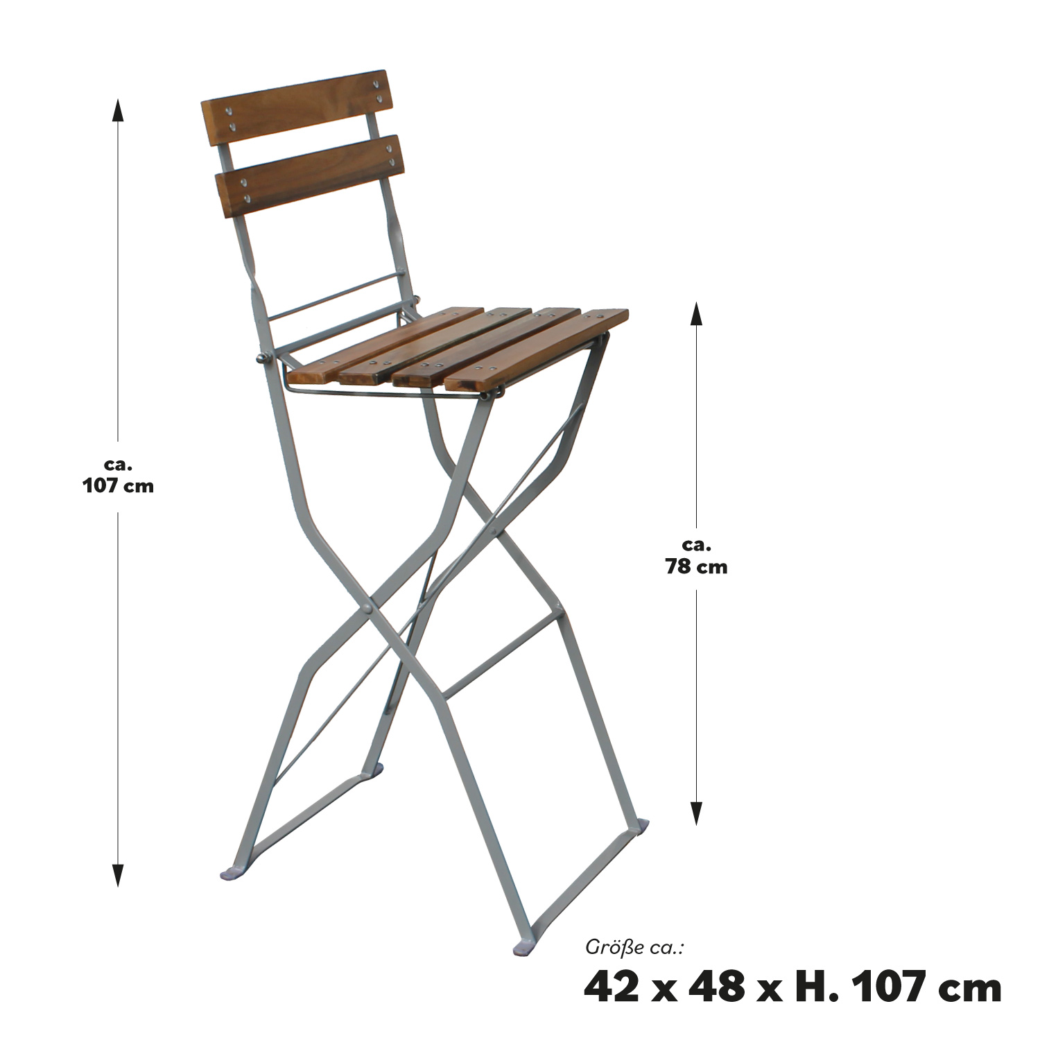 Biergartenhocker Barhocker Hochstuhl Tresenhocker Akazienholz klappbar