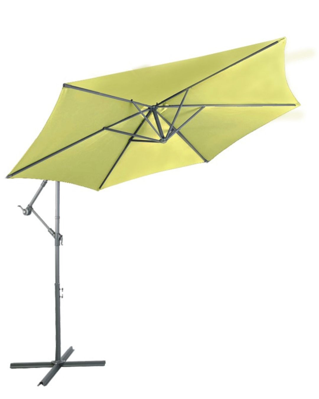 Alu Sonnenschirm Ampelschirm Ø 3m UV30+ Kurbelschirm mit Standfuß Garten lime-grün