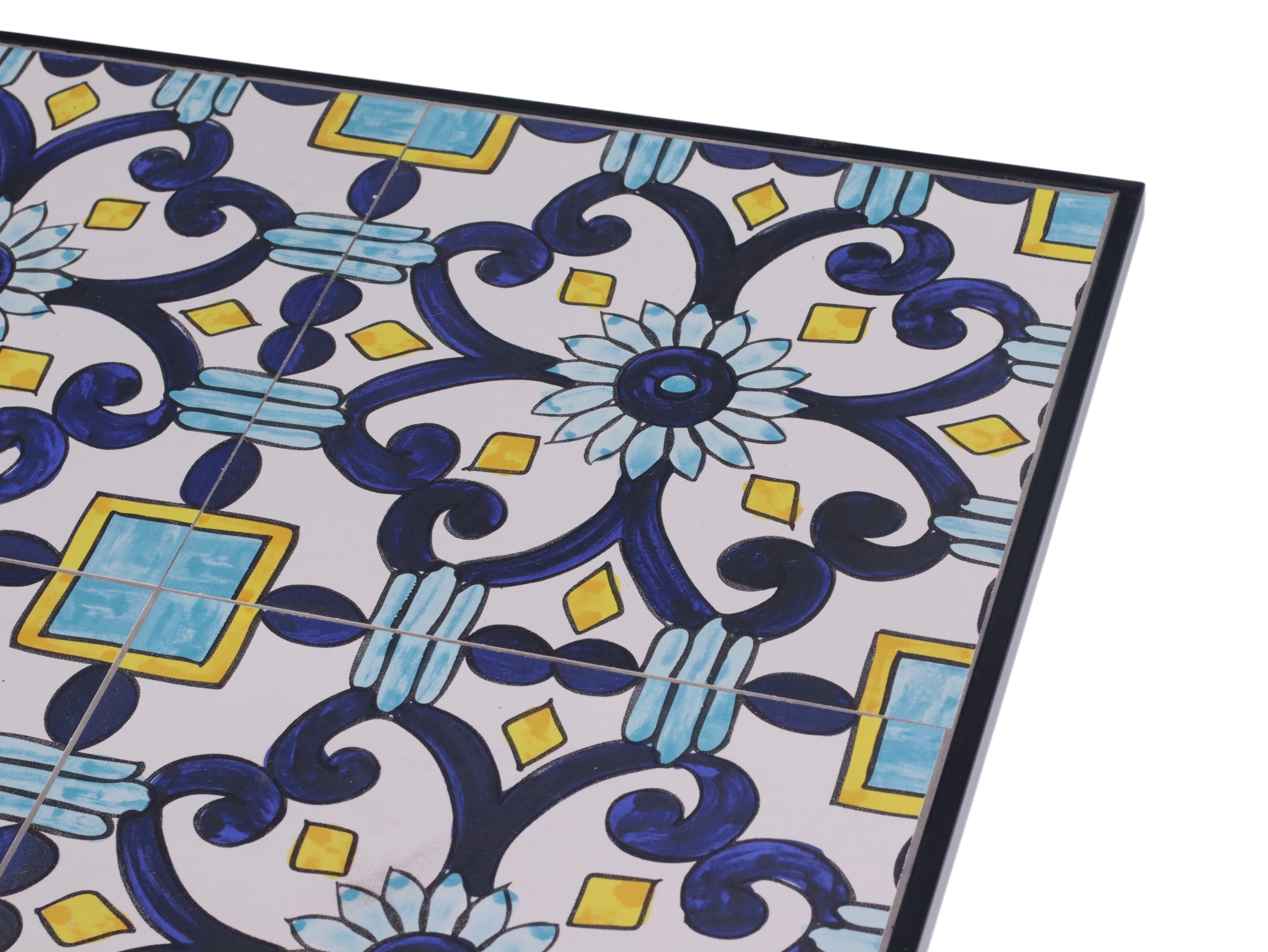 Mosaik Mosaiktisch Gartentisch quadratisch Bistro Eisenramen elegant Blau