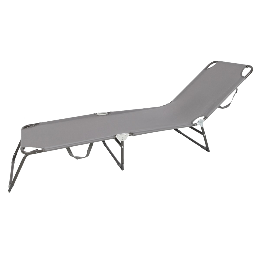 3-Bein Gartenliege Sonnenliege Strandliege Gartenmöbel Liegestuhl klappbar 188cm grau