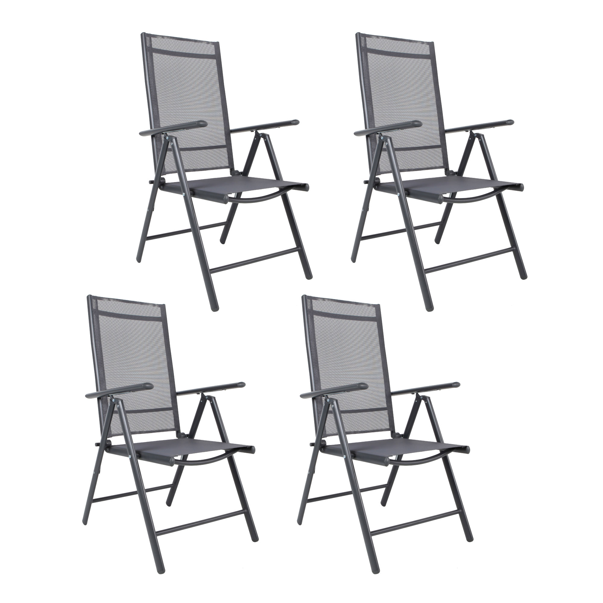 4er Set Klappsessel 7 Positionen Gartenstuhl Liegesessel verstellbar Anthrazit