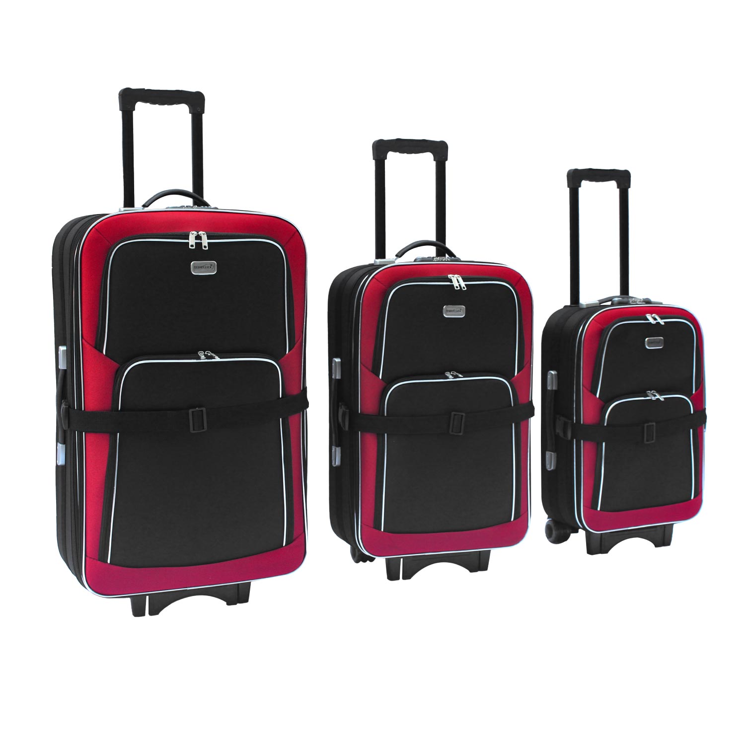 LEX 3tlg. EVA 600D Reisekoffer Set Trolley Reisetasche Reisegepäck rot/schwarz