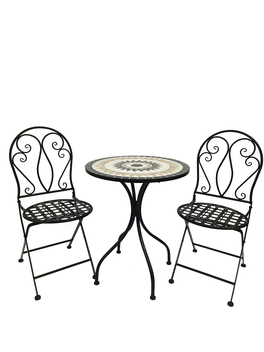 3 teilig Mosaik Eisen Set Gartenset Bistro Set Sitzgruppe klappbar Gartenmöbel