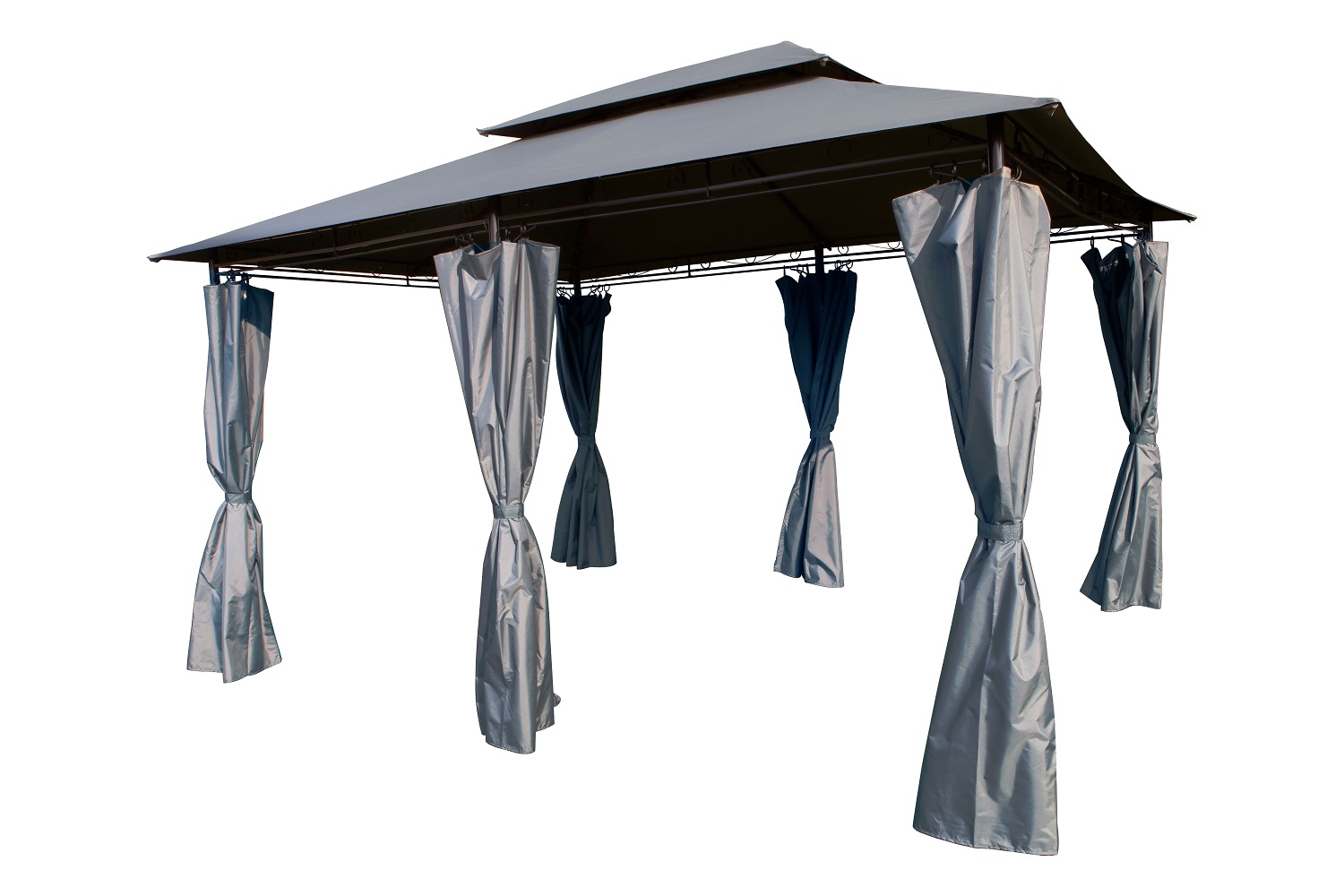 XXL Metall Pavillon Doppeldach 3x4 m wasserdicht Gartenpavillon Seitenteile steingrau