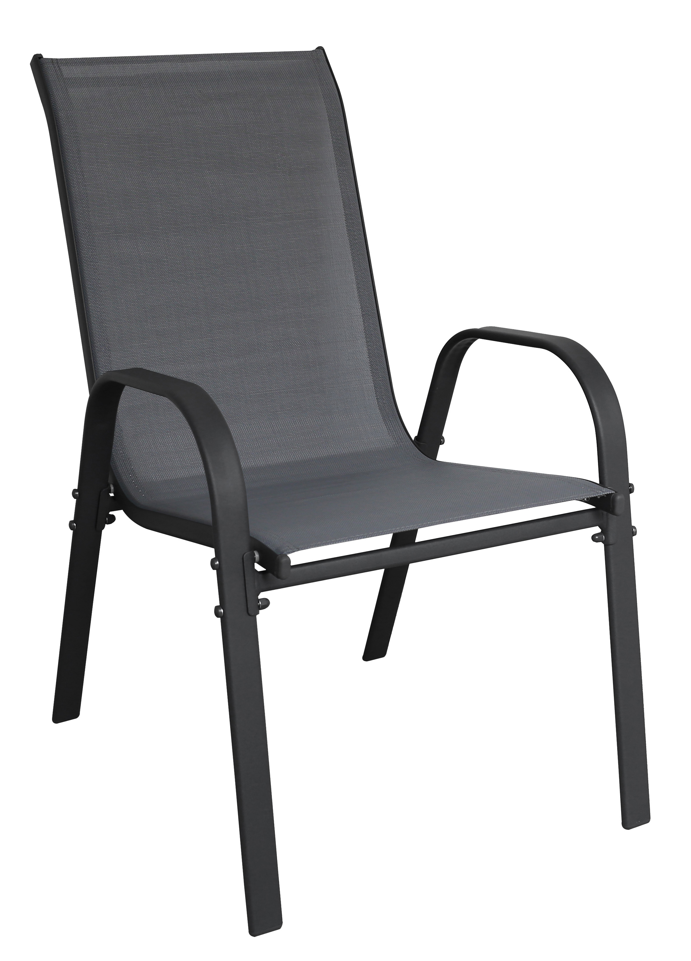 Gartenmöbel Set Sitzgruppe Alu Tisch 5-tlg. Essgruppe 4x Stapelsessel Gartenset anthrazit