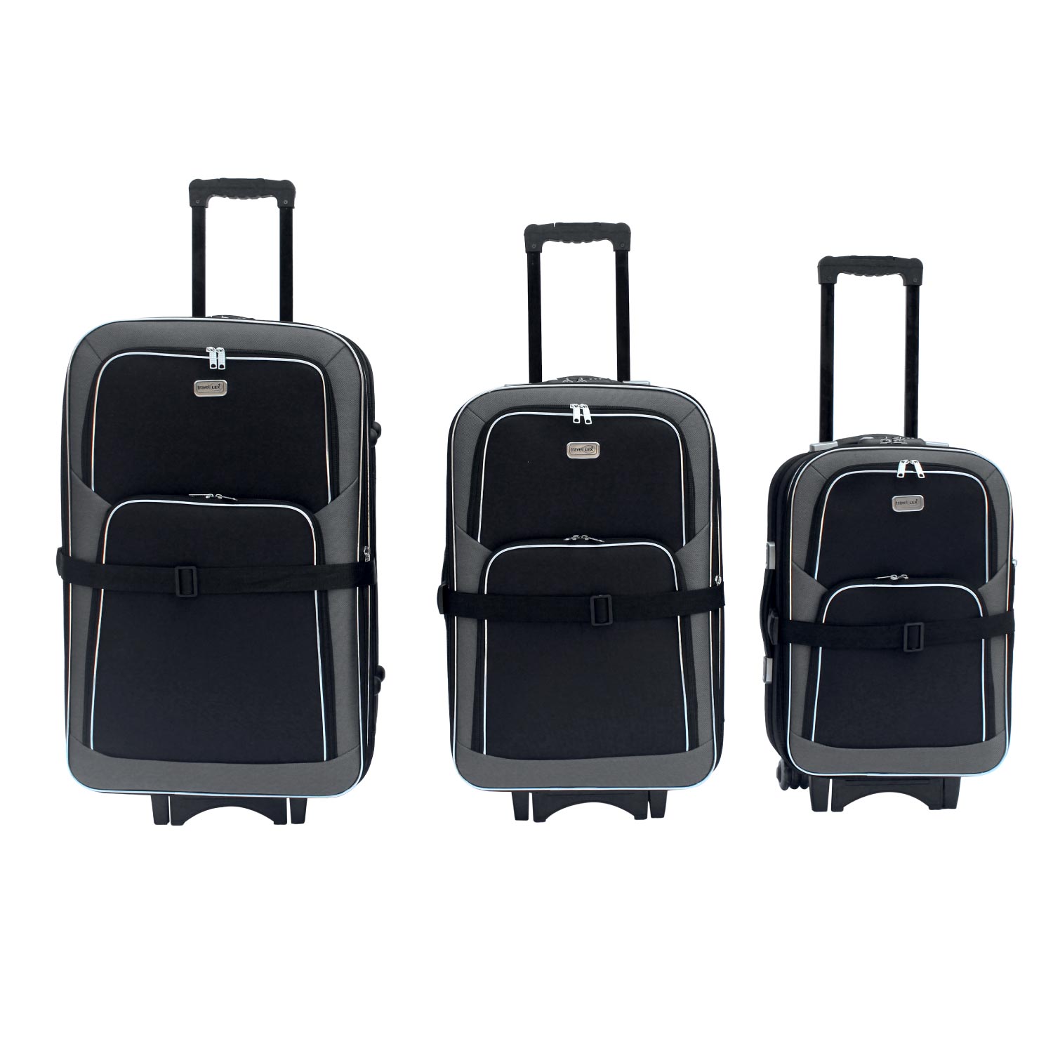 LEX 3tlg. EVA 600D Reisekoffer Set Trolley Reisetasche Reisegepäck Grau/schwarz