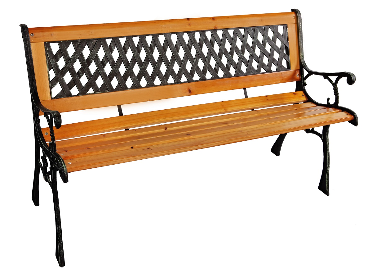 Parkbank Tannenholz Gartenbank Sitzbank Holz Metall Terrasse Balkon 125x74cm