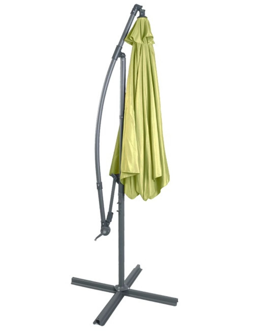 Alu Sonnenschirm Ampelschirm Ø 3m UV30+ Kurbelschirm mit Standfuß Garten lime-grün