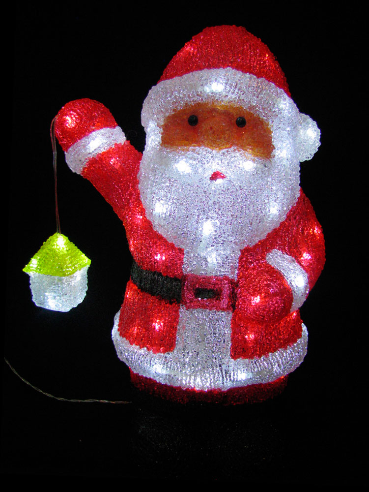 LED Weihnachtsfigur Acryl Weihnachtsmann 46cm Figur beleuchtet Weihnachtsdeko