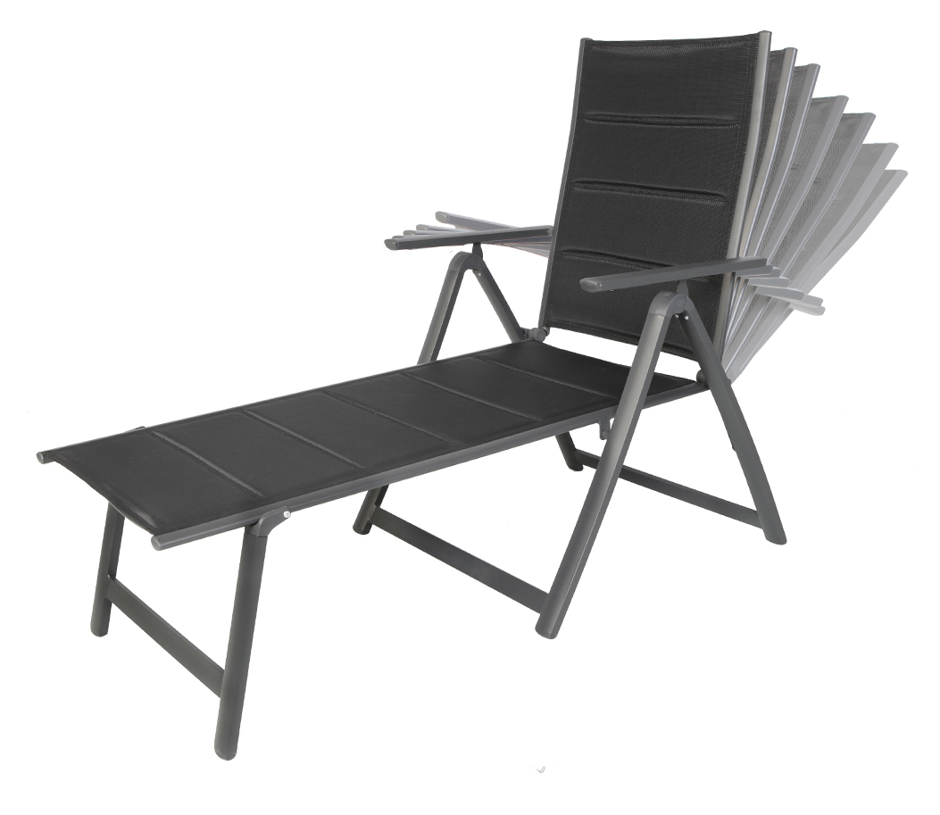 Alu Gartenliege 6-fach neigbar gepolstert Sonnenliege Gartenmöbel Strandliege