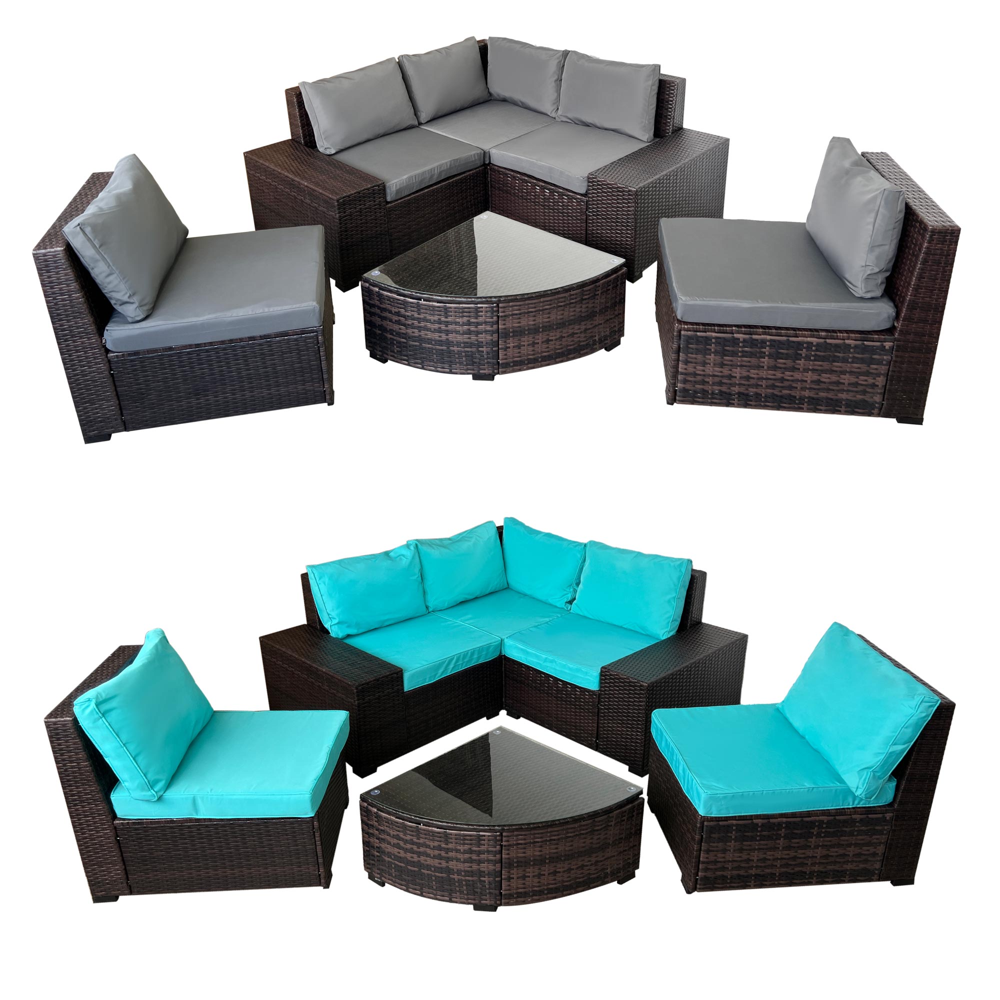 XXL Polyrattan Lounge Set 6tlg. Indoor Outdoor Gartenlounge Sitzgruppe Ecklounge