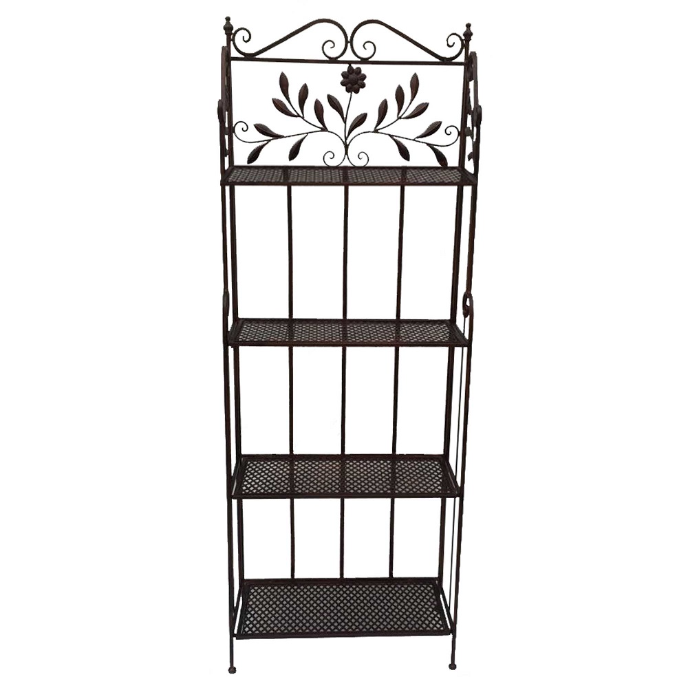 Eisenregal Standregal Dekoregal Metallregal Gartenregal 4 Etagen Antik braun