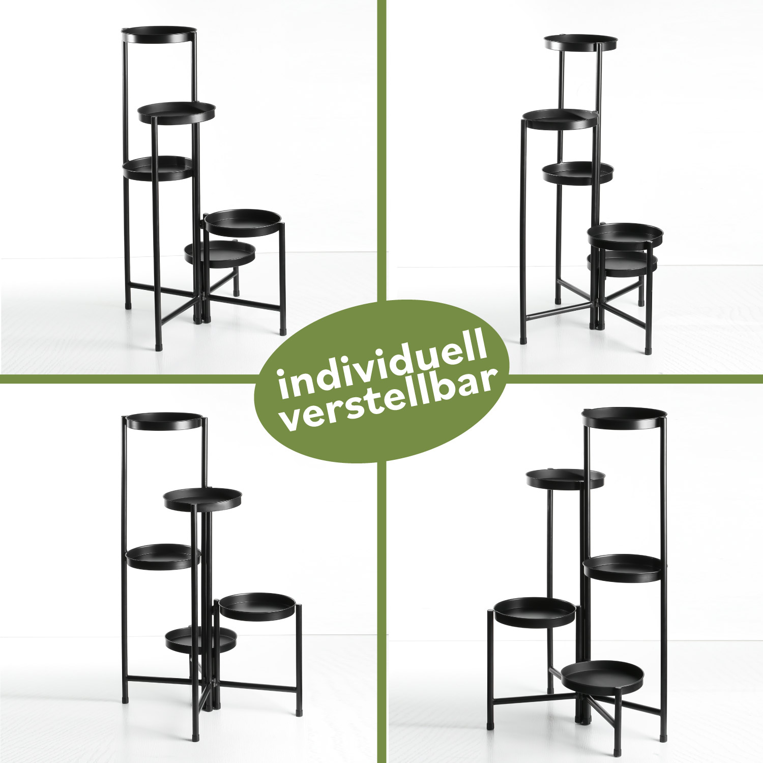 Pflanzenständer Blumentopfständer Pflanzenregal schwarz 3/5 Etagen wählbar