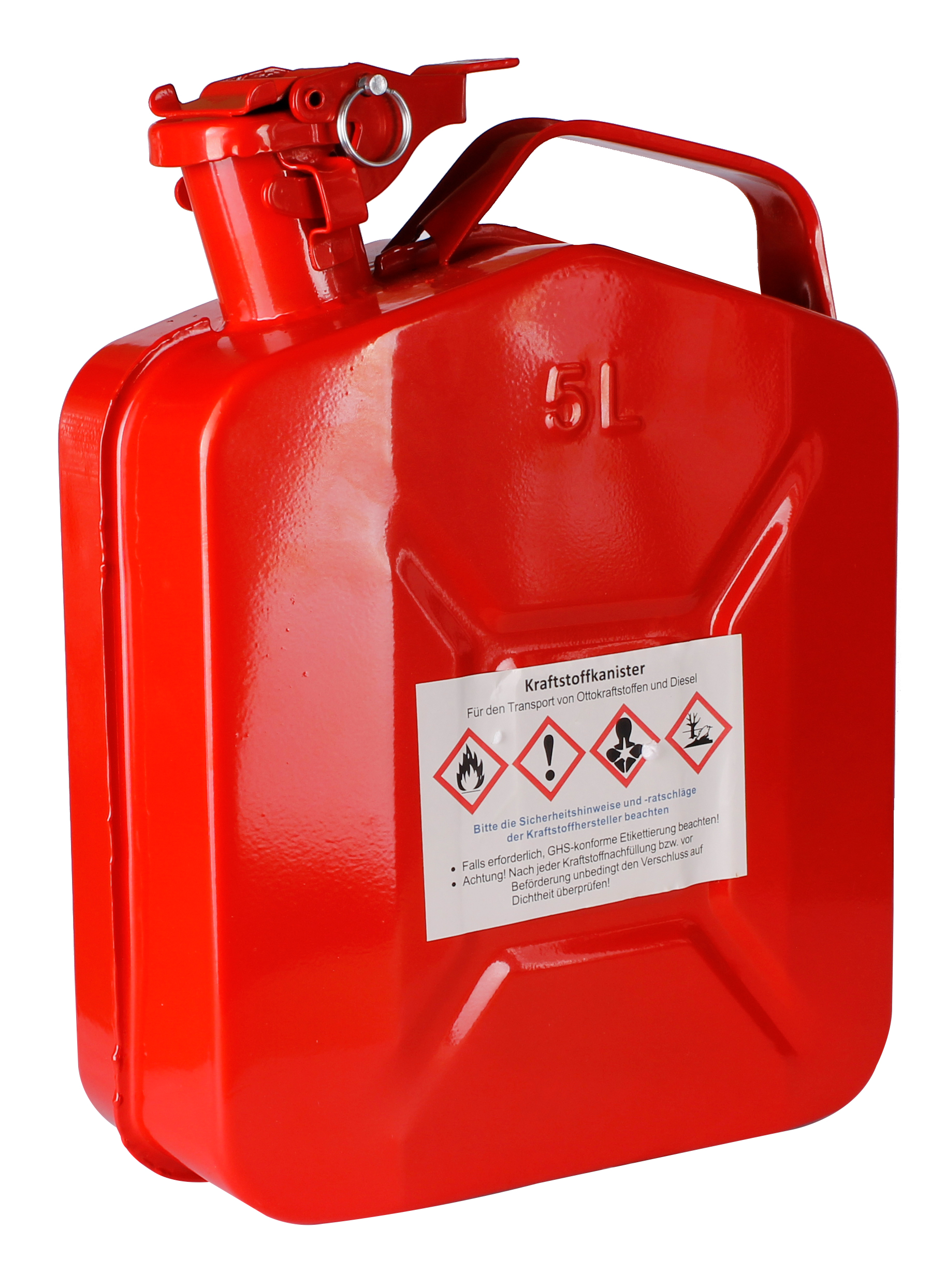 Kraftstoffkanister Benzinkanister Metall Dieselkanister Reservekanister rot 5L