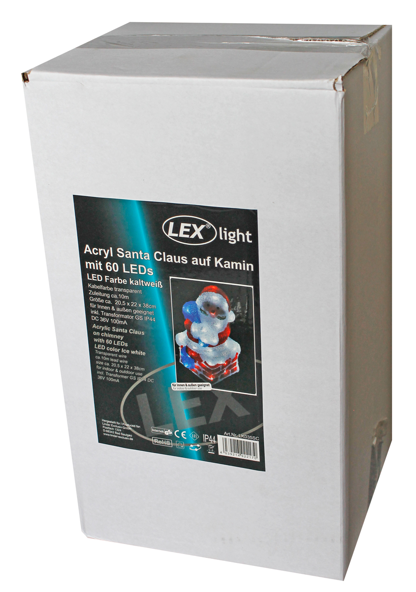 LED Weihnachtsfigur Acryl Weihnachtsmann 38cm Figur beleuchtet Weihnachtsdeko
