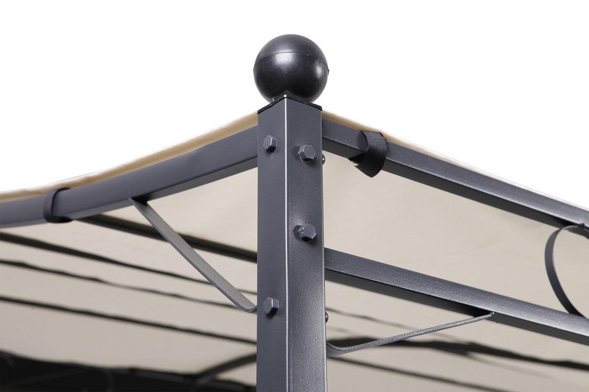 Pavillon Gartenpavillon 2,5x3 m Anbaupavillon Terrasse Pergola Sonnenschutz PU creme
