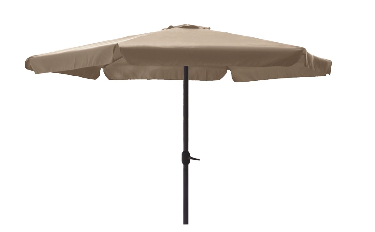 XL Alu Sonnenschirm Ø 3m Kurbelschirm Gartenschirm Marktschirm Krempe taupe