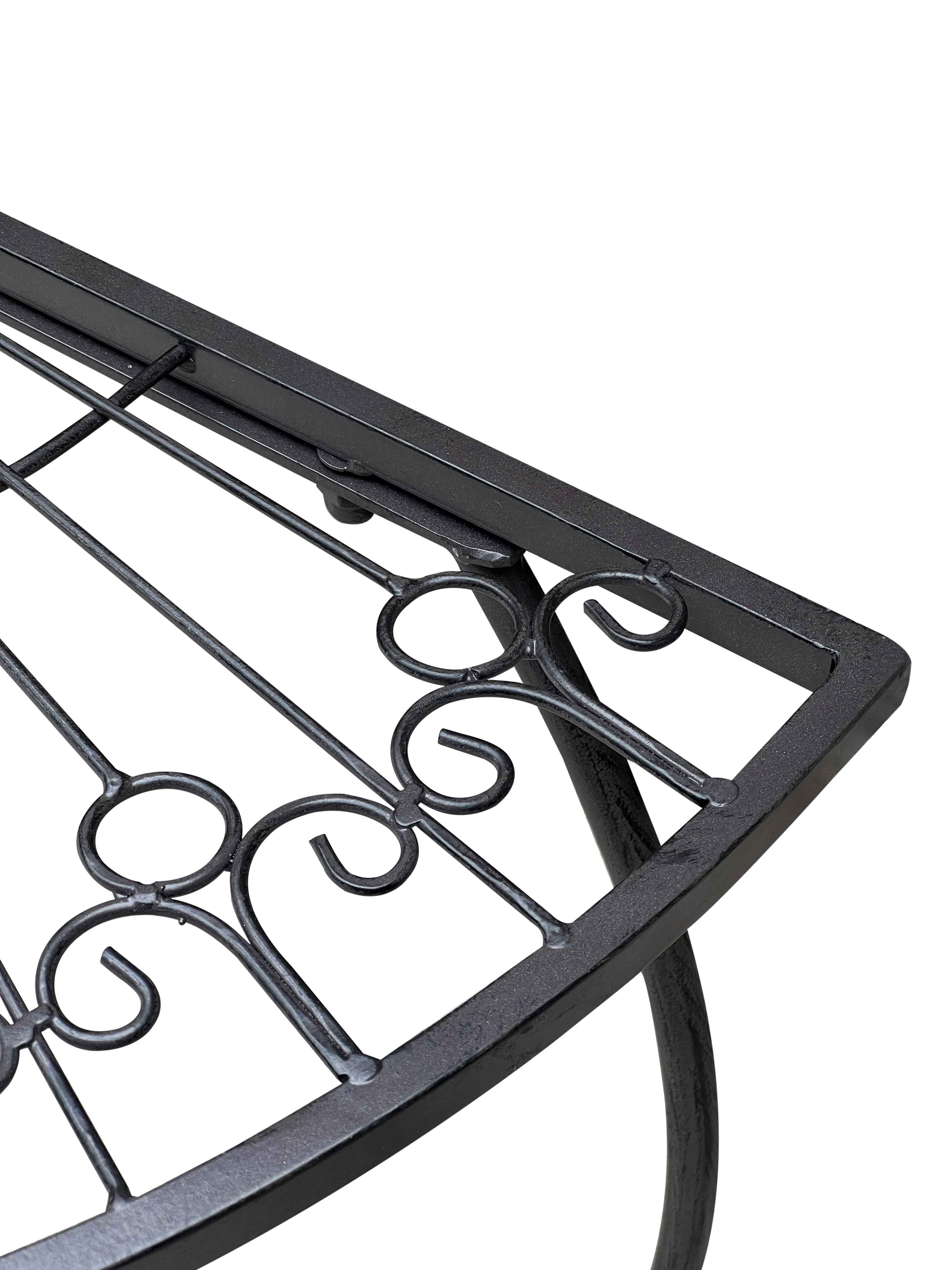 Beistelltisch Metalltisch Garten Vintage Style halbrund klappbar schwarz-kaffeebraun