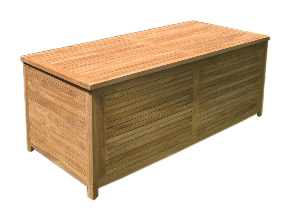 Premium Teak Gartenbox Teakbox Gartenablage Teakholz geschlossene Lattung groß