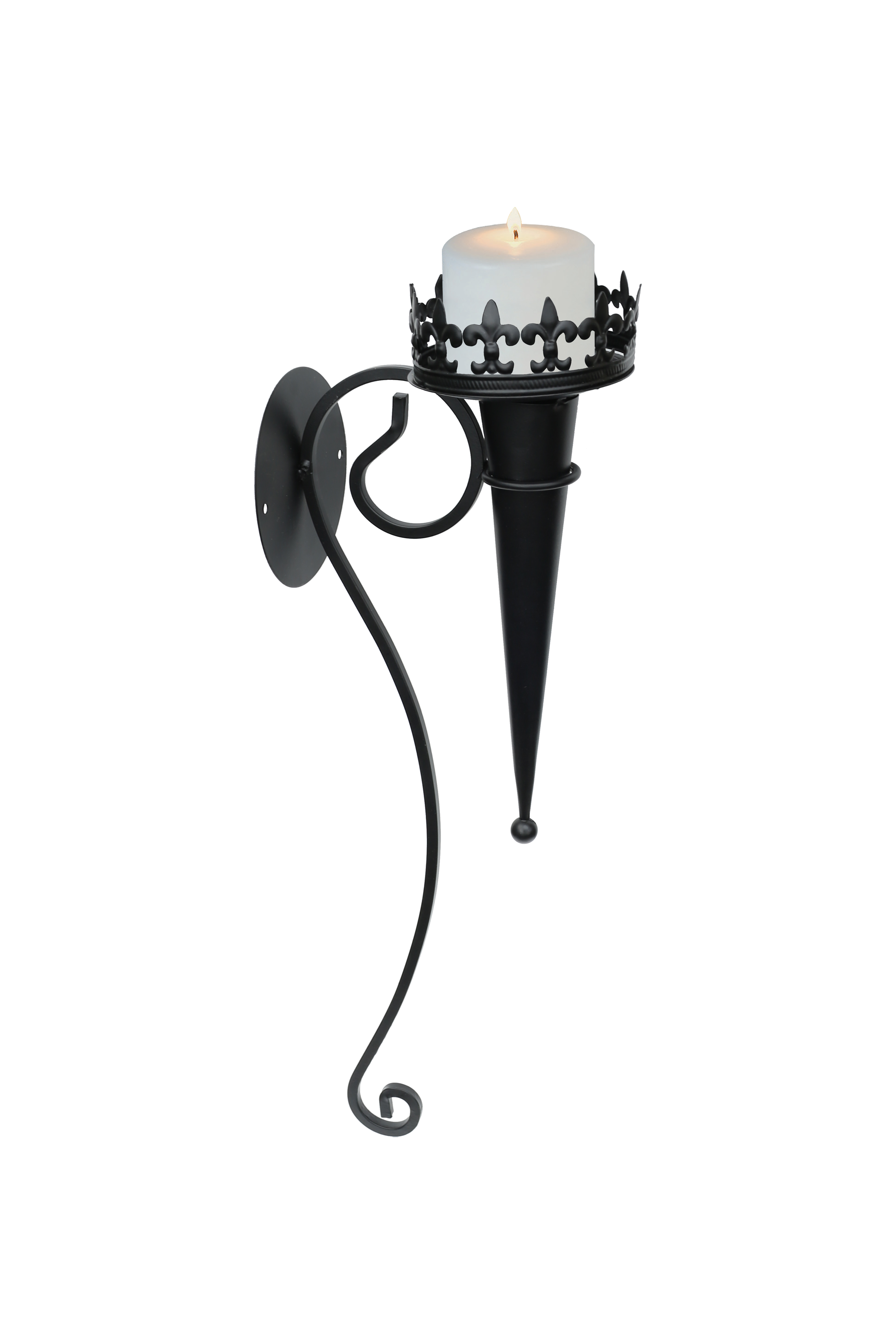 2er Set Wandkerzenhalter aus Metall Wanddeko Kerzenhalter Wandlicht schwarz