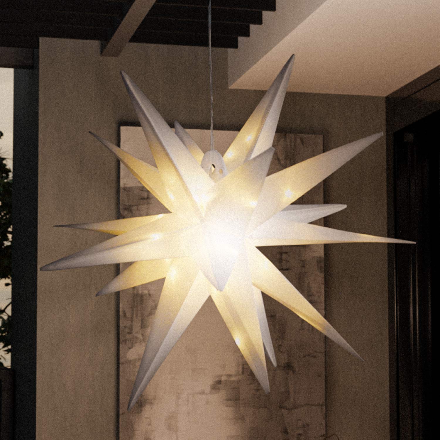Leuchtstern Lichterstern Ø100 cm 72 LEDs Timer In-Outdoor Advent Weiß