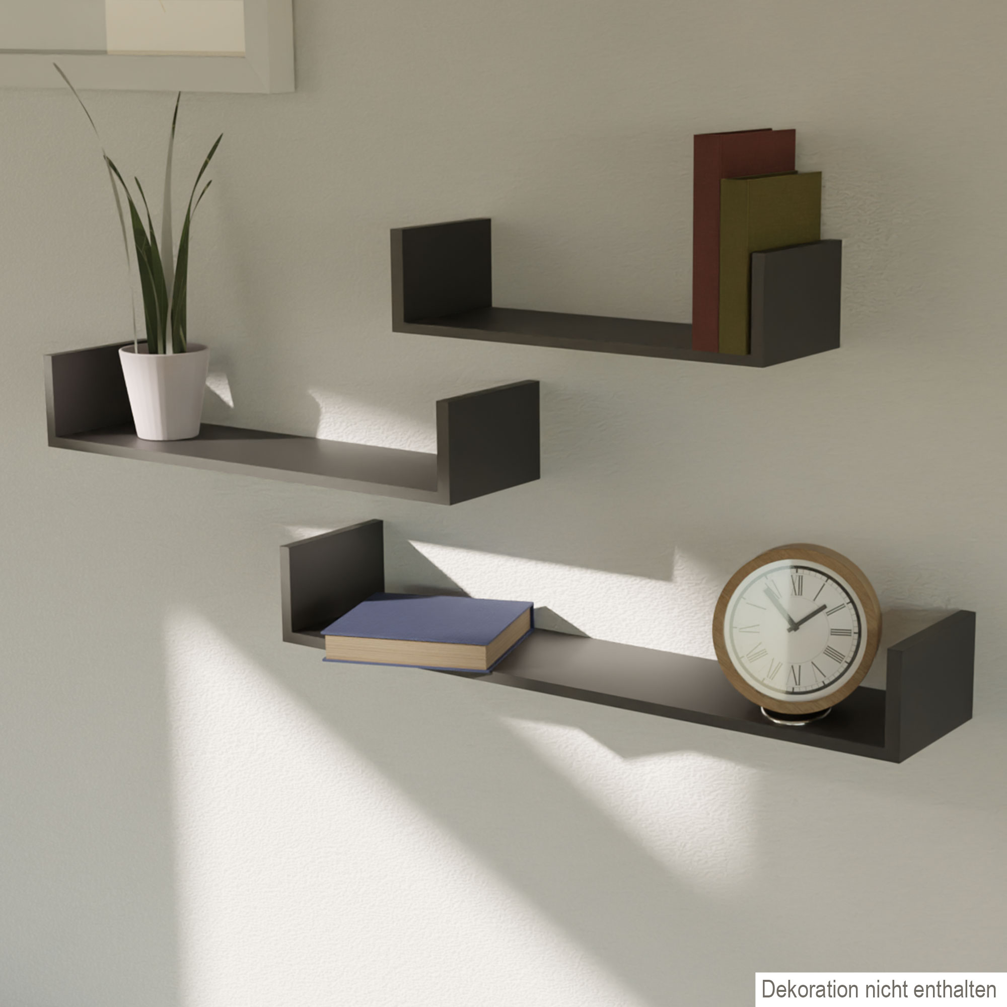 3er Set Wandregal Schweberegal Bücherablage Hängeregal Wandboard schwarz