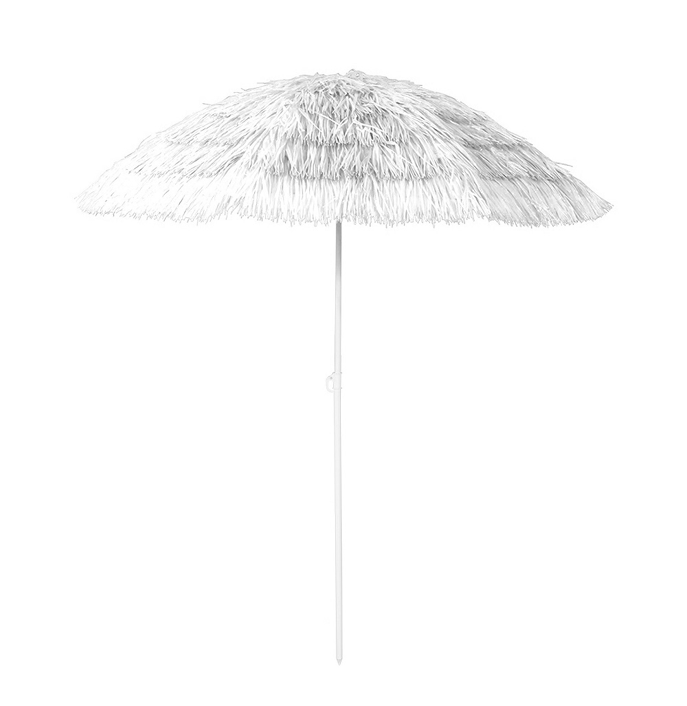 Hawaii Sonnenschirm Bastschirm Ø 160 cm UV30+ Strandschirm Knickschirm weiß