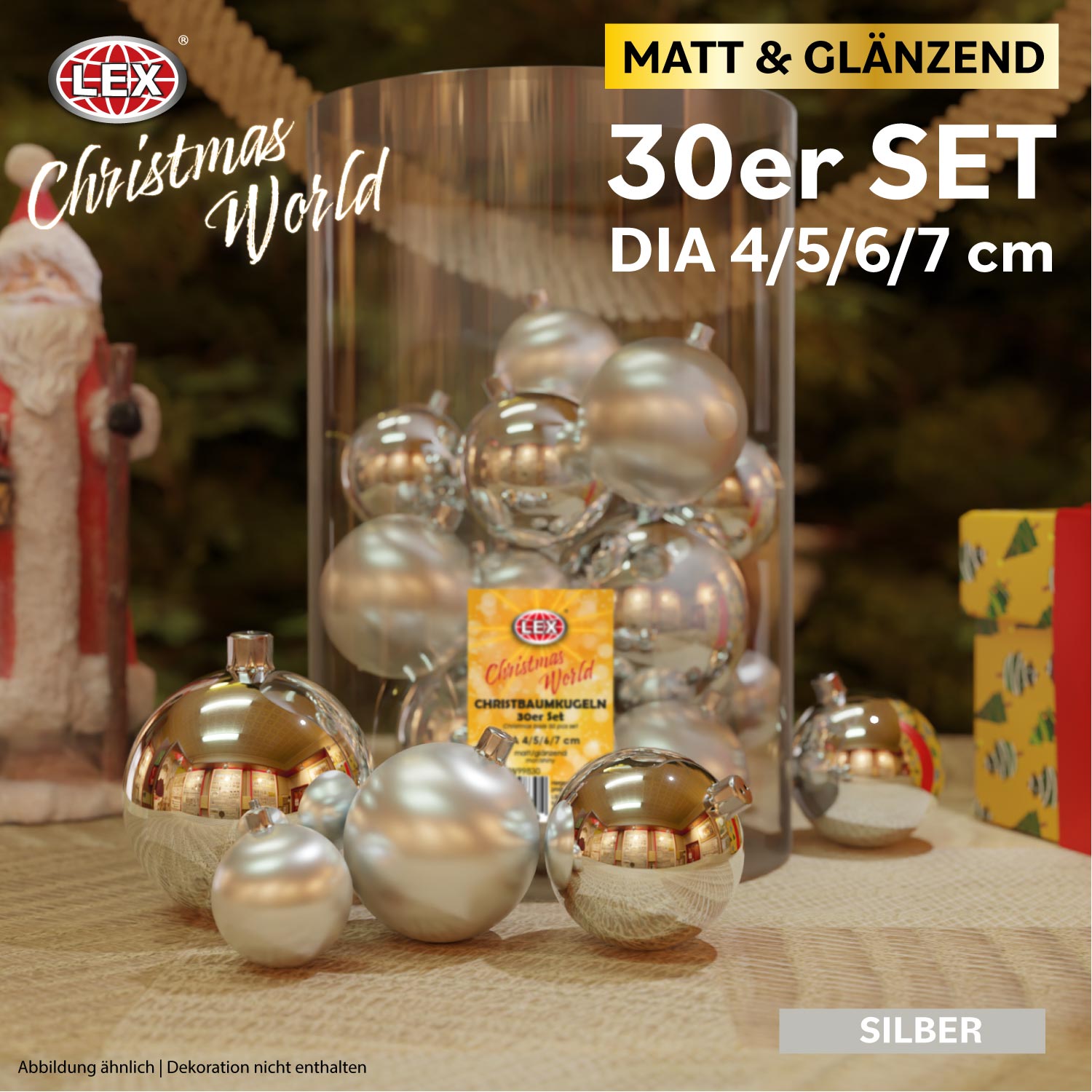 Christbaumkugeln 30 Stück silber Weihnachtskugeln Box Weihnachtsdeko Baumschmuck