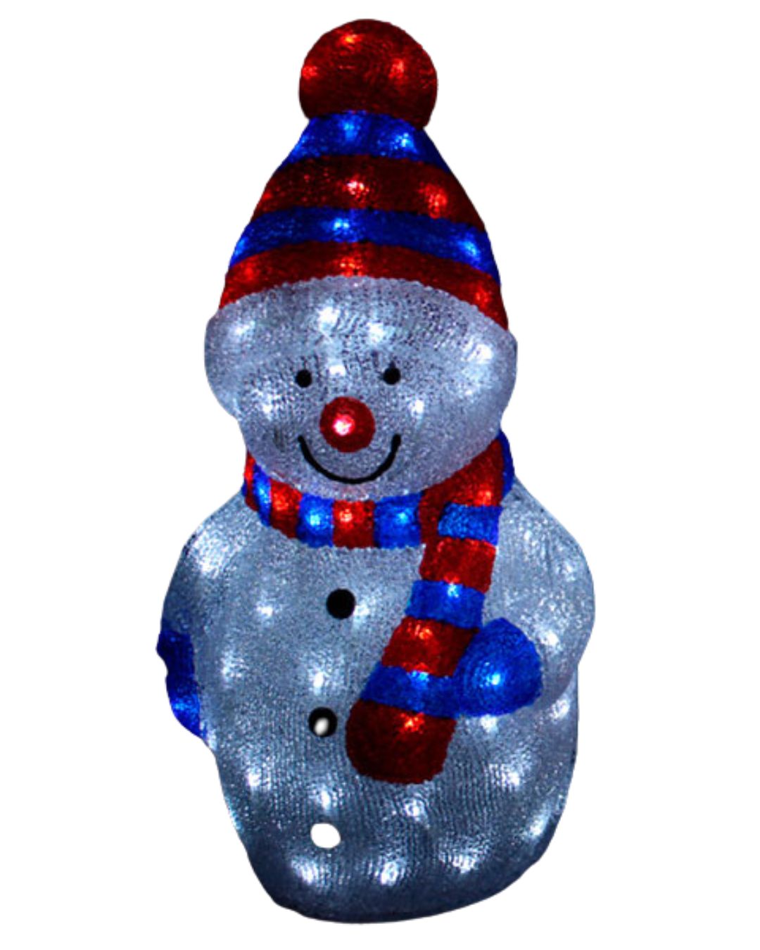 LED Weihnachtsfigur Acryl Schneemann 31cm beleuchtet 40LEDs Weihnachtsdeko blau