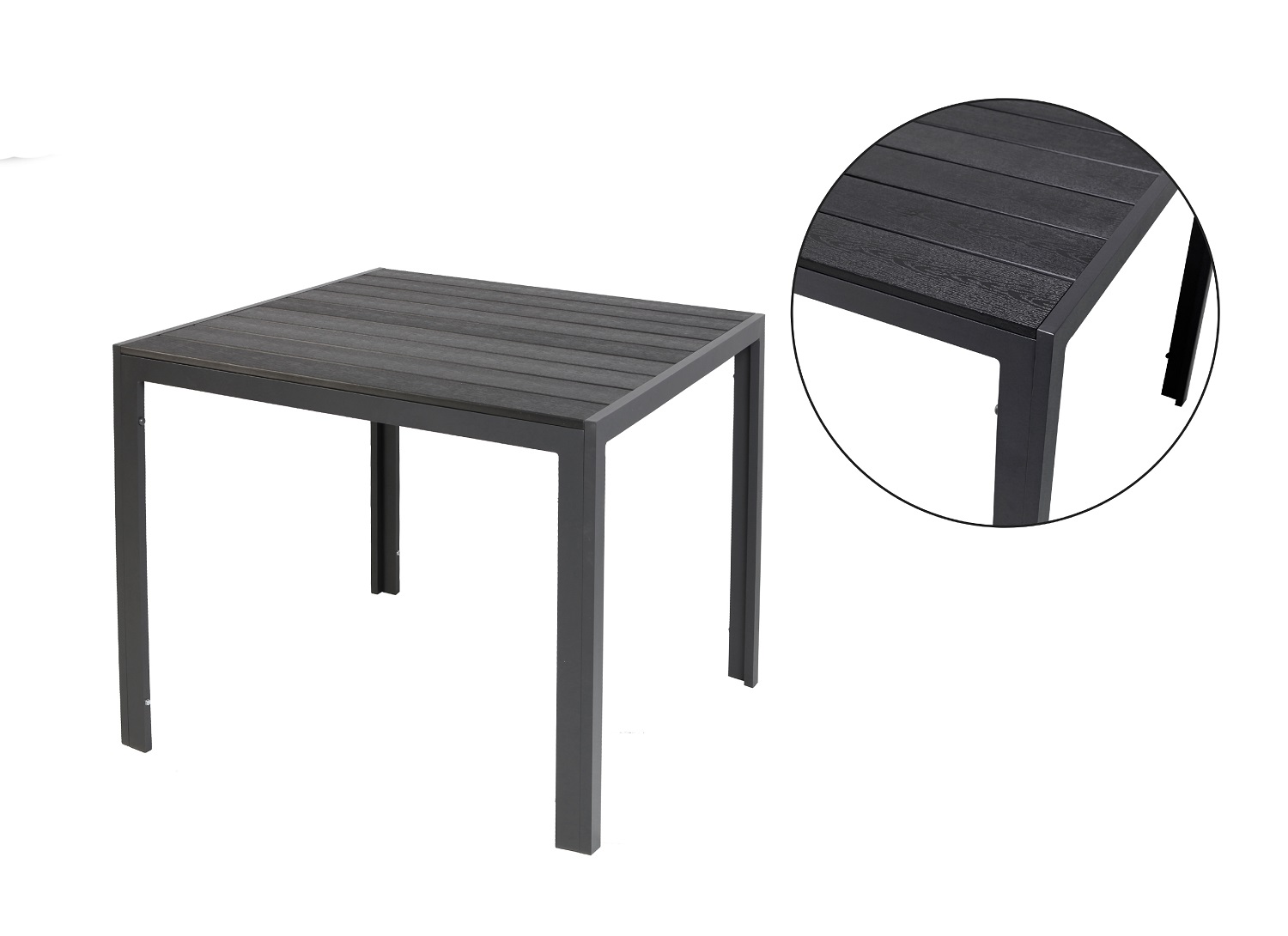 Aluminium Gartentisch Beistelltisch Esstisch Balkontisch Non-Wood Platte 80x80cm
