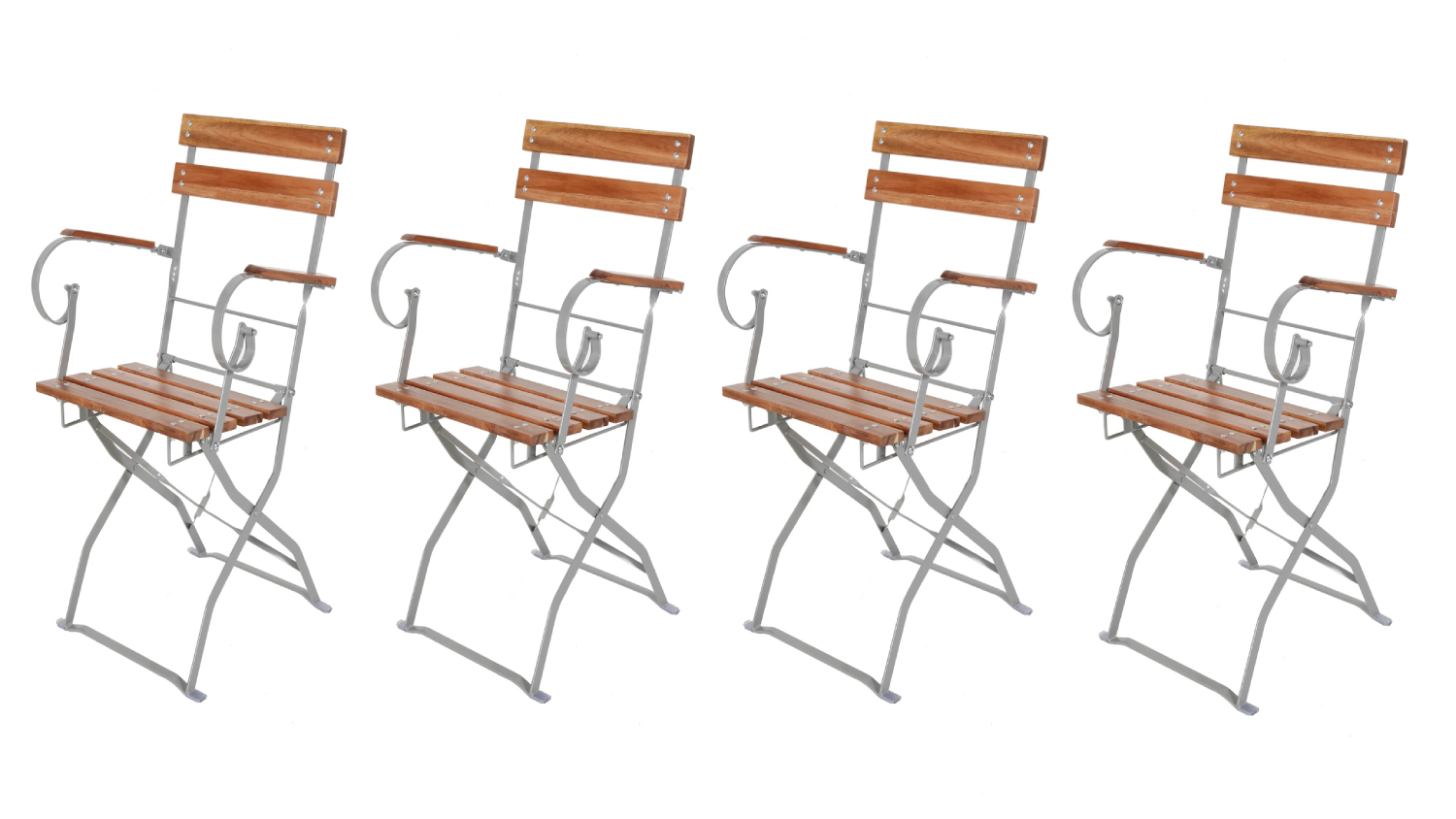 Biergarten Set Sitzgruppe Biergartenmöbel  Stuhl Armlehnen Tisch Ø 80 cm 5tlg.