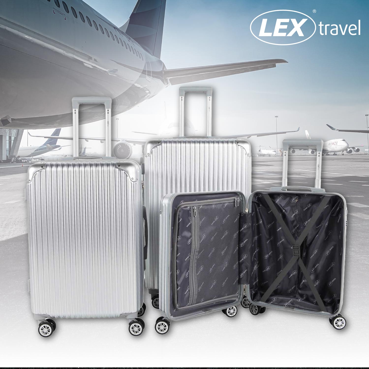 Reisekoffer Trolley Gepäck Set 3 tlg. Travel Rollkoffer Handgepäck