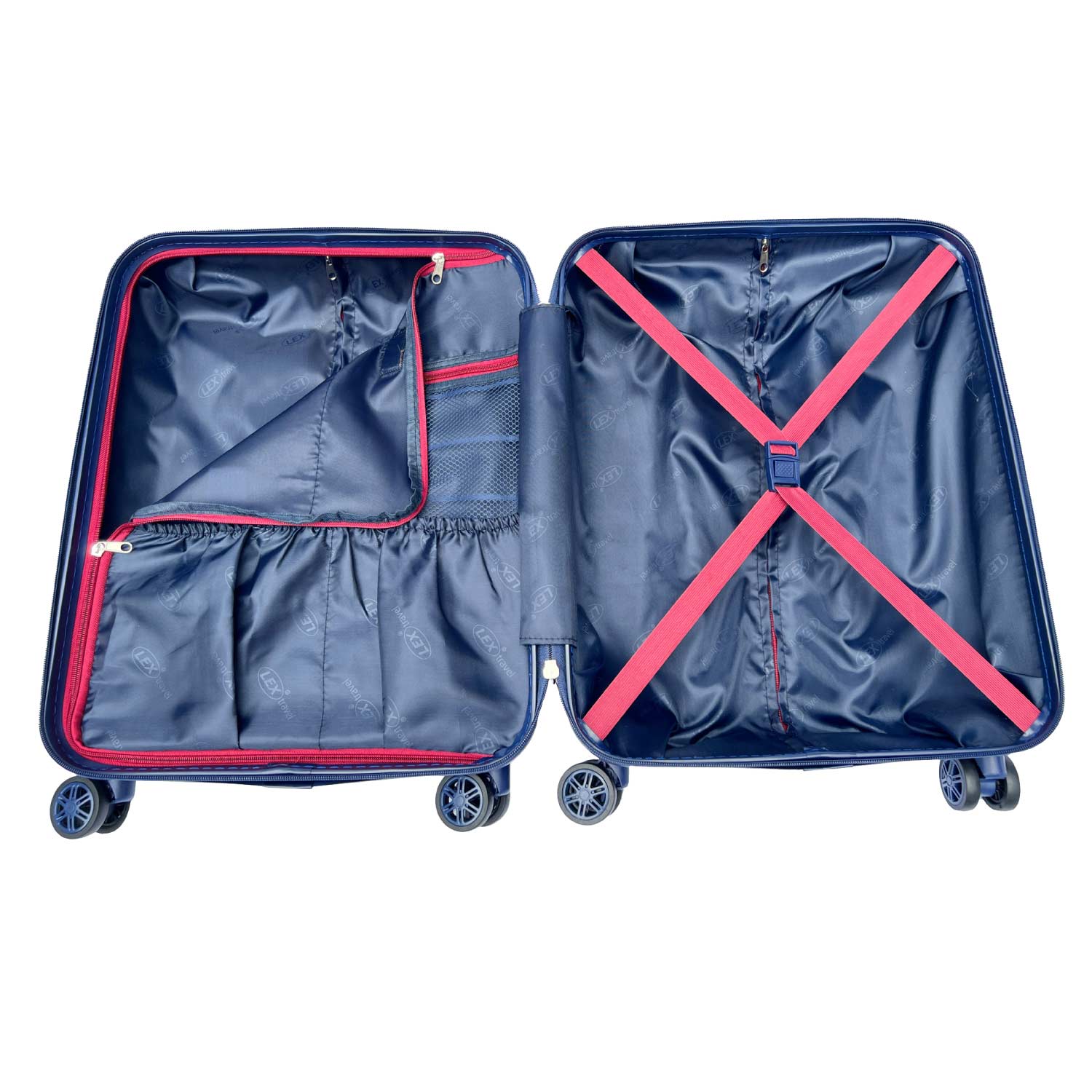 ABS Hartschale Reisekoffer Handgepäck Kabinenkoffer ultraleicht Trolley Doppelräder Marineblau