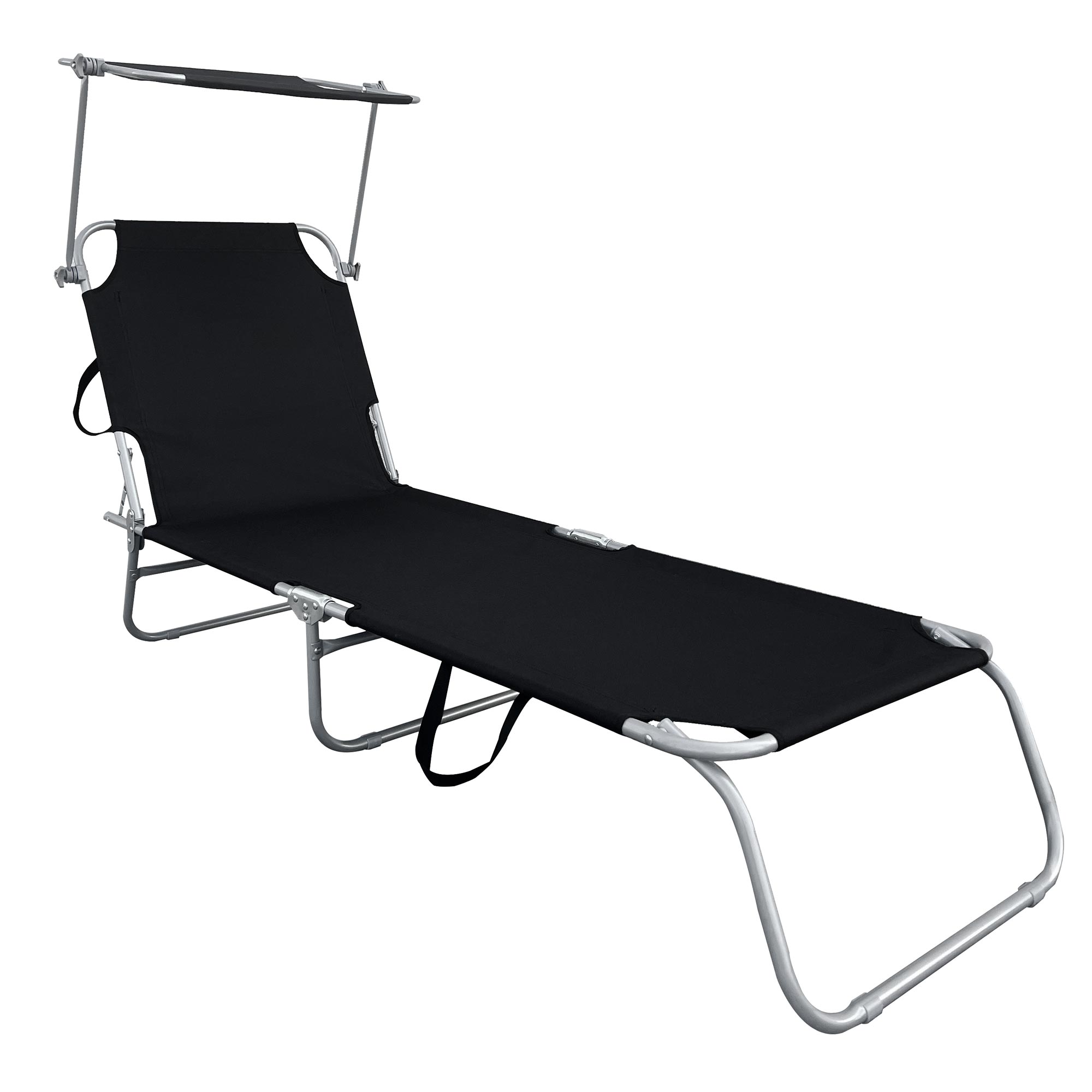 XL 3-Bein Gartenliege Sonnenliege Strandliege Gartenmöbel Sonnendach klappbar schwarz