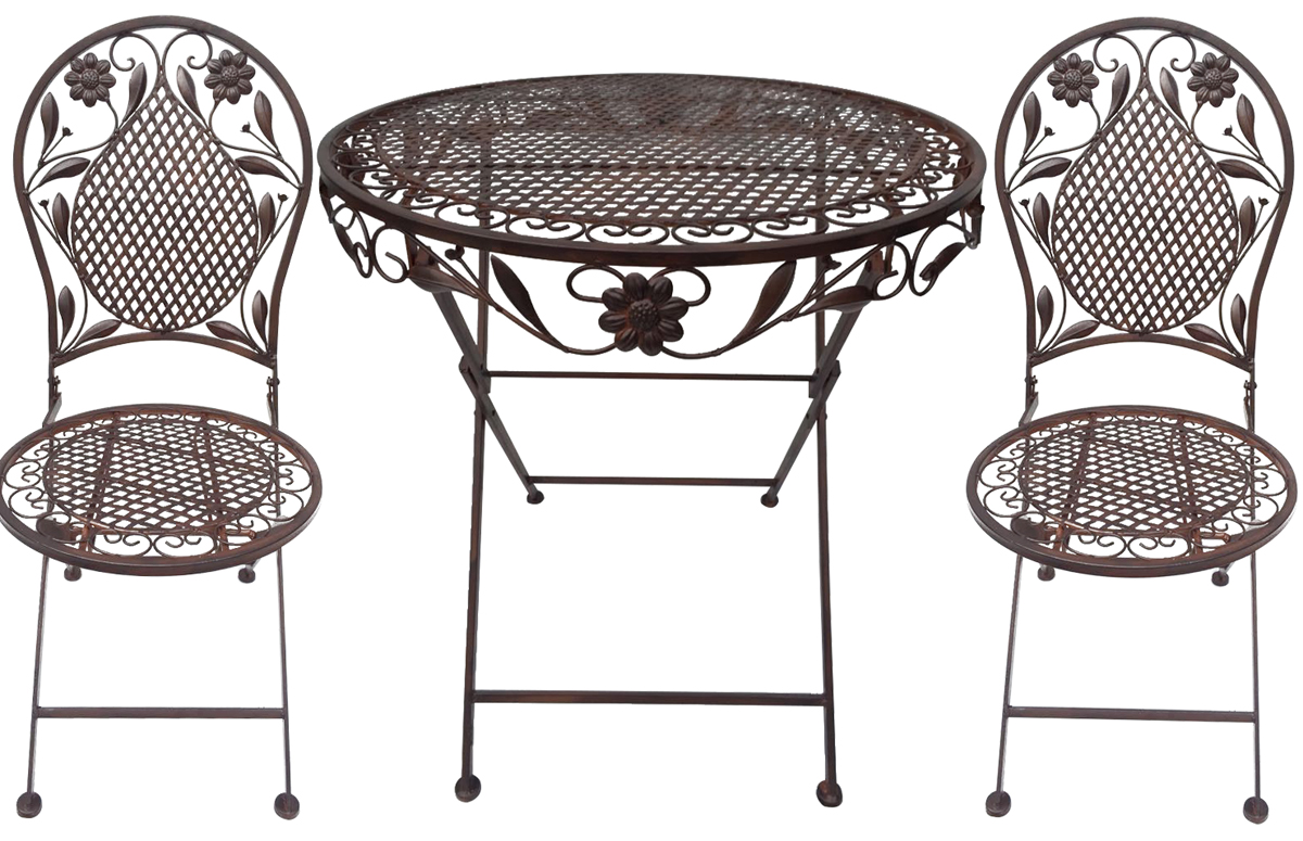 Terrassen Set Gartenset Bistroset Sitzgruppe Gartenmöbel klappbar Deko braun 3tlg.
