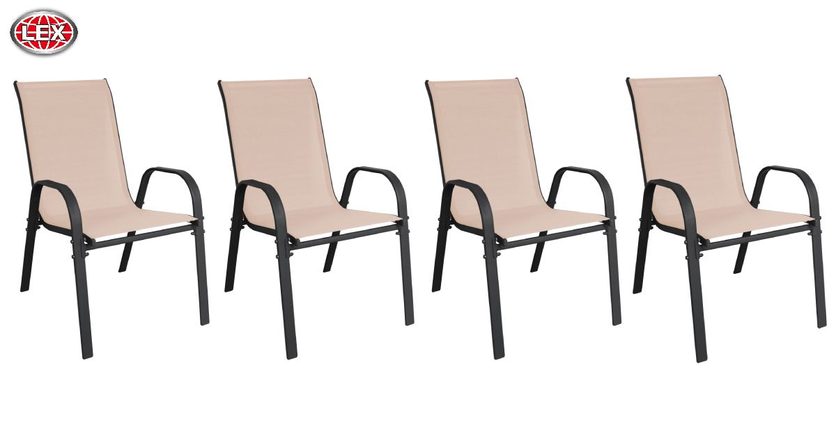 4er Set Stapelsessel Gartensessel Gartenstuhl Stapelstuhl Balkon beige