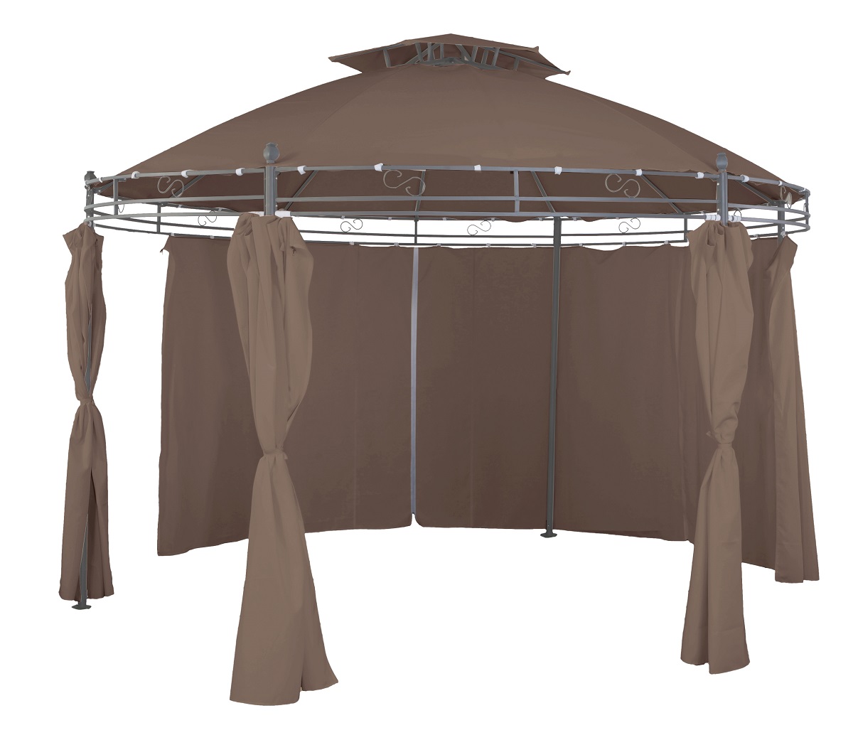 Pavillon ⌀3,5 m Gartenpavillon wasserdicht inkl. Seitenteile Pergola taupe