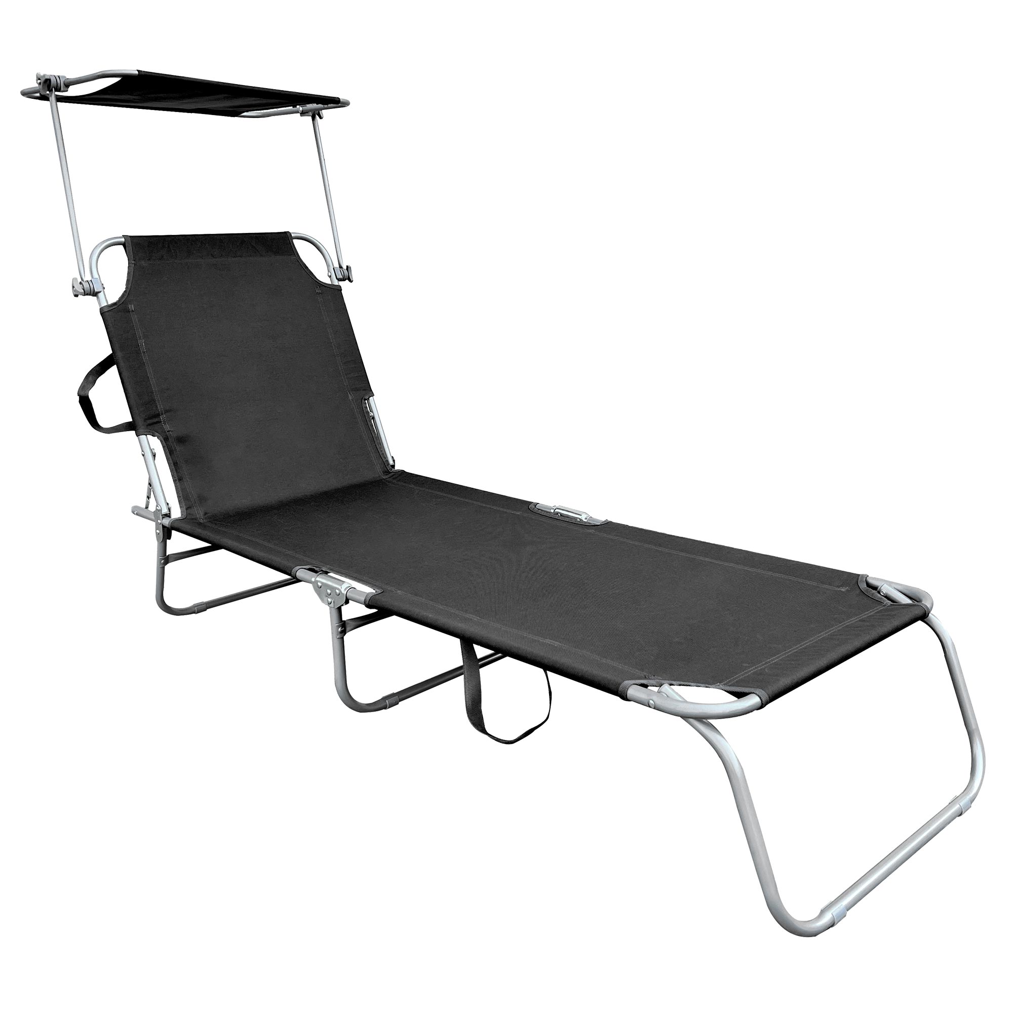 XL 3-Bein Gartenliege Sonnenliege Strandliege Gartenmöbel Sonnendach klappbar dunkelgrau