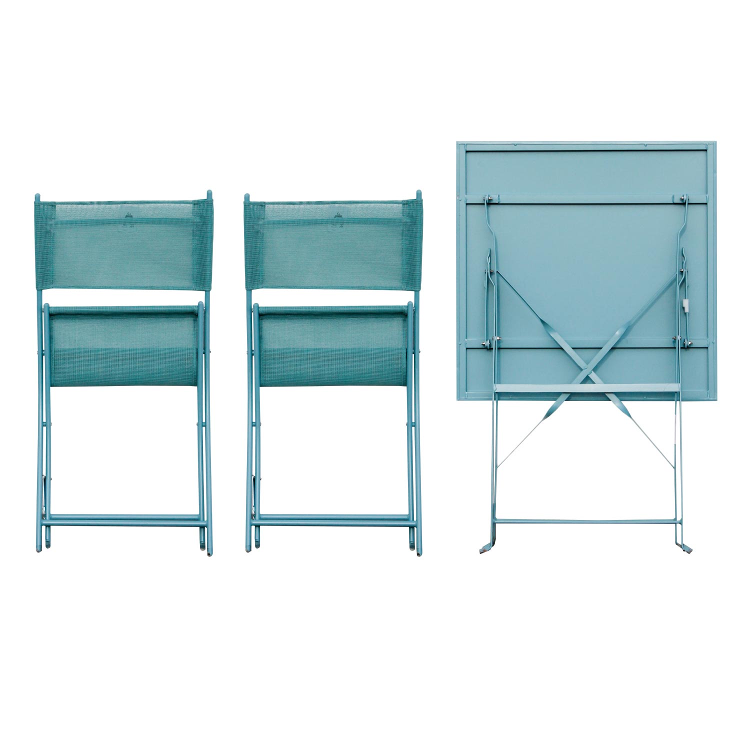 Bistro Set Sitzgruppe Gartenset Gartenmöbel Sitzgarnitur 3-teilig taubenblau